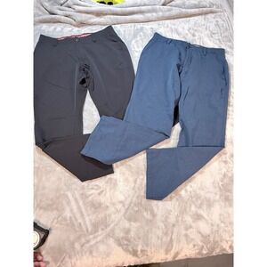 Lot 2 Under Armour Golf Pants Black Blue Size 36x30 Straight Leg Performance